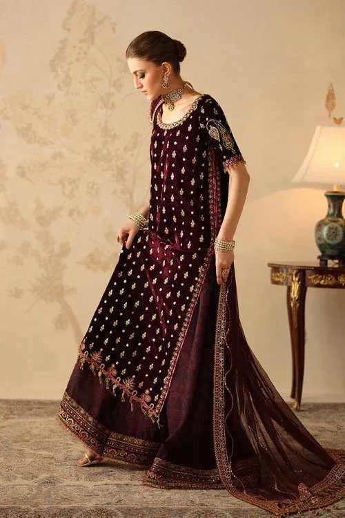 Baroque Velvet 25 Dark Maroon Organza – view 4 – Poshaq