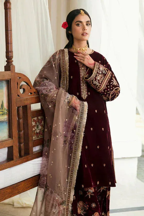 Baroque Velvet 25 Maroon Organza – view 3 – Poshaq