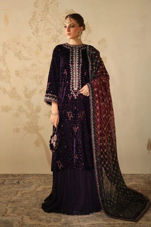 Baroque Velvet 25 Dark Purple Organza – view 1 – Poshaq