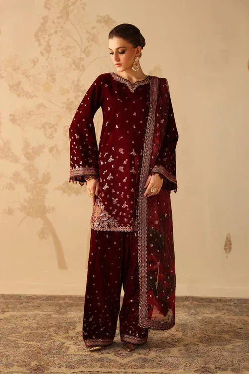 Baroque Velvet 25 Maroon Organza – view 1 – Poshaq