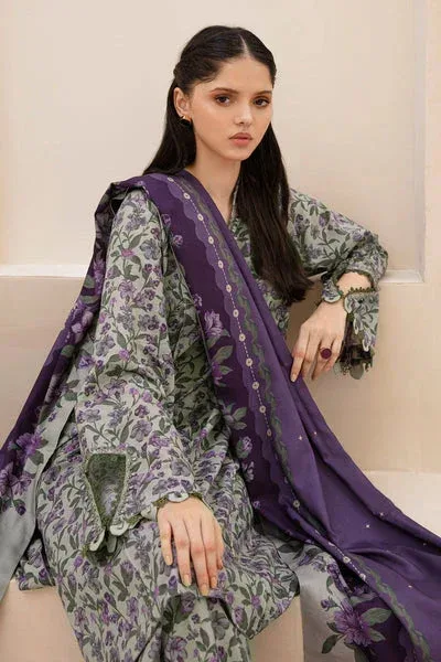 Baroque Luxury Pret 25 Green White Viscose – view 4 – Poshaq