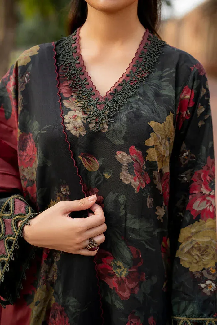 Baroque Luxury Pret 25 Midnight Green Khaddar – view 3 – Poshaq