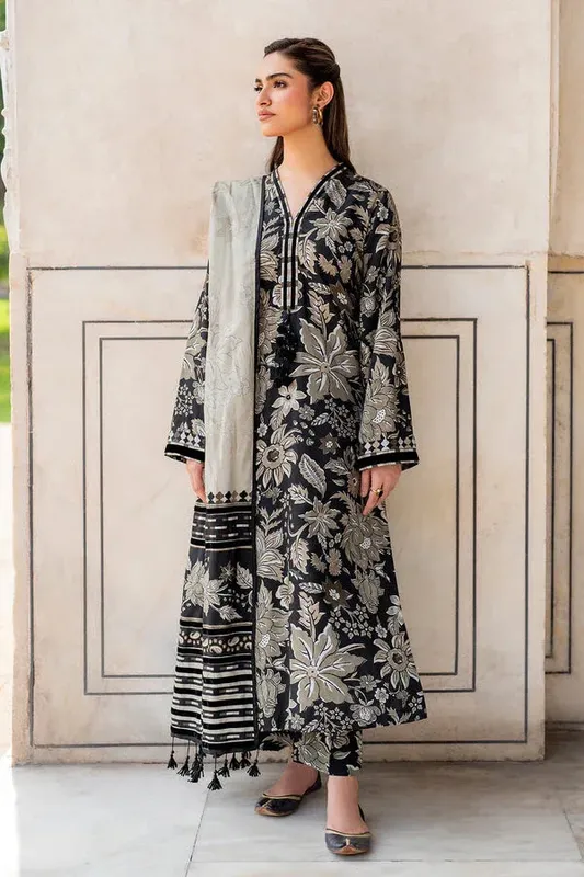 Baroque Luxury Pret 25 Black Viscose – view 1 – Poshaq