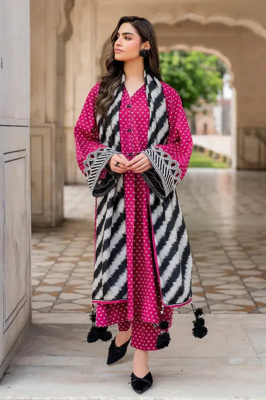 Baroque Luxury Pret 25 Hot Pink Viscose – view 1 – Poshaq