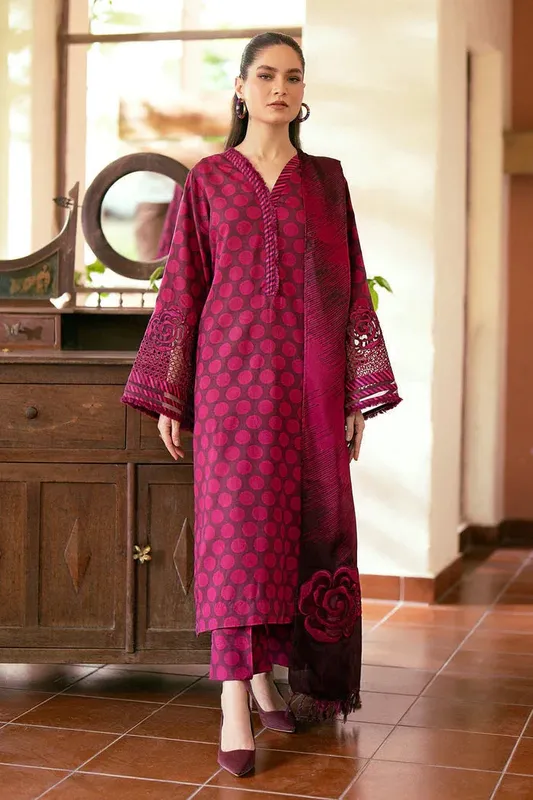 Baroque Luxury Pret 25 Magenta Viscose – view 1 – Poshaq