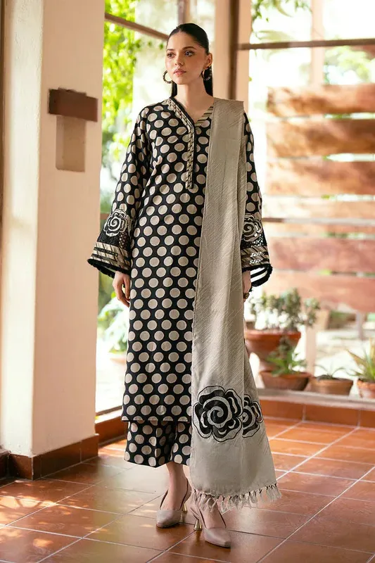 Baroque Luxury Pret 25 Black Viscose – view 1 – Poshaq
