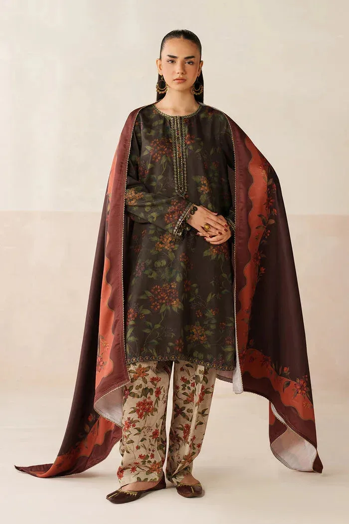 Baroque Luxury Pret 25 Dark Gray Organza – view 1 – Poshaq