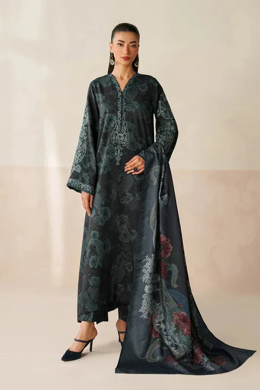 Baroque Luxury Pret 25 Black Organza – view 1 – Poshaq