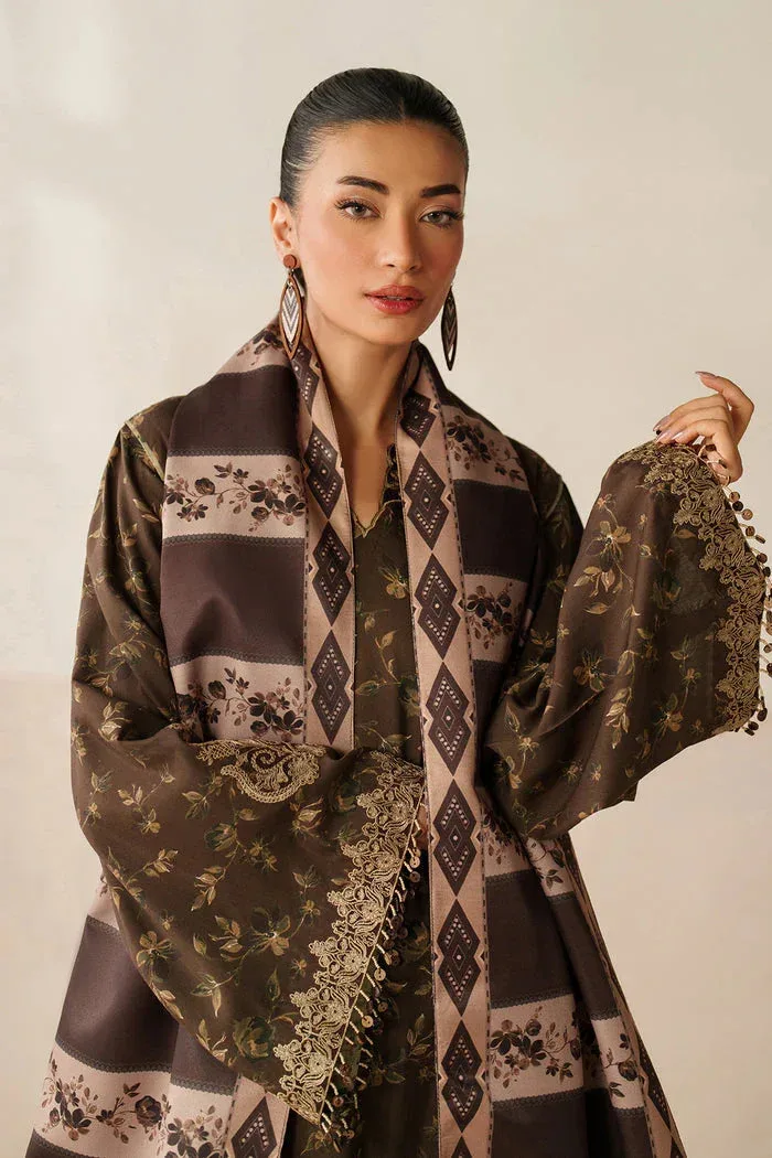 Baroque Luxury Pret 25 Chocolate Brown Organza – view 3 – Poshaq