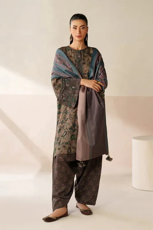 Baroque Luxury Pret 25 Coffee Viscose – view 1 – Poshaq