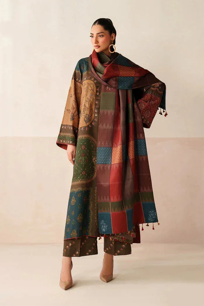 Baroque Luxury Pret 25 Brown Viscose – view 1 – Poshaq