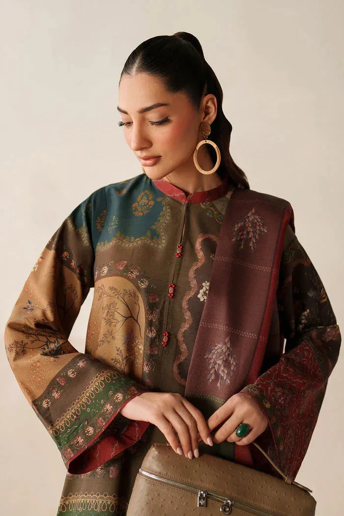 Baroque Luxury Pret 25 Brown Viscose – view 3 – Poshaq