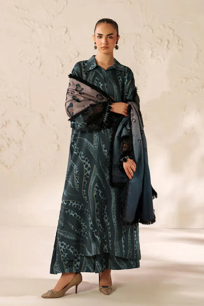 Baroque Luxury Pret 25 Midnight Green Organza – view 1 – Poshaq