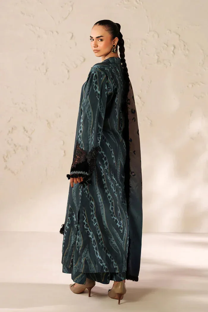 Baroque Luxury Pret 25 Midnight Green Organza – view 2 – Poshaq