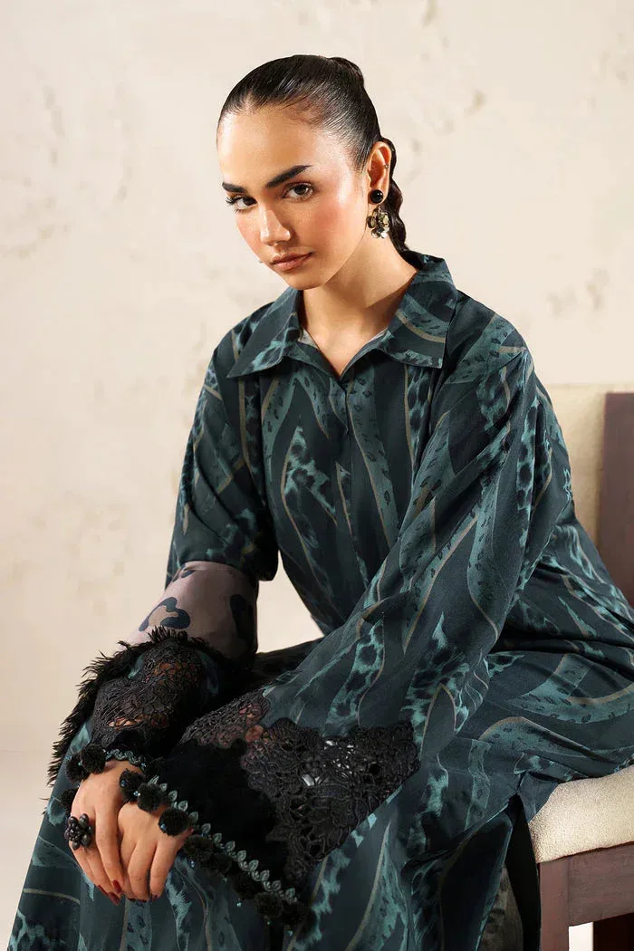 Baroque Luxury Pret 25 Midnight Green Organza – view 4 – Poshaq