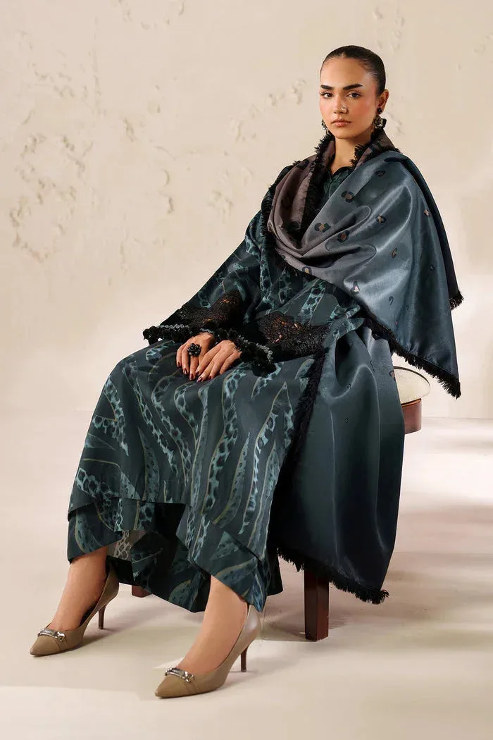 Baroque Luxury Pret 25 Midnight Green Organza – view 5 – Poshaq