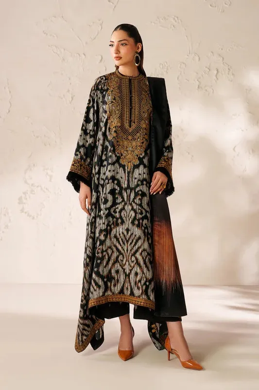 Baroque Luxury Pret 25 Black Organza – view 1 – Poshaq
