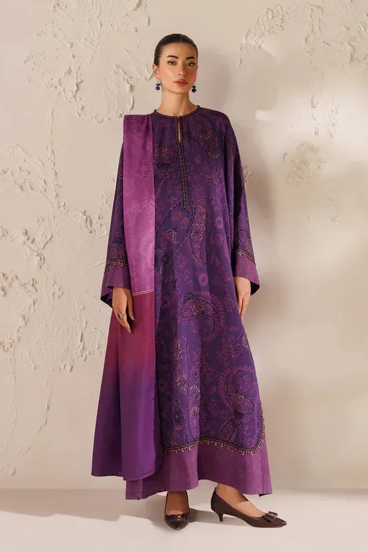 Baroque Luxury Pret 25 Purple Organza – view 1 – Poshaq