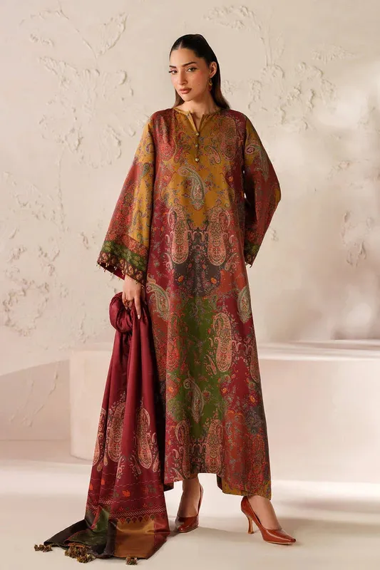 Baroque Luxury Pret 25 Rust Viscose – view 1 – Poshaq