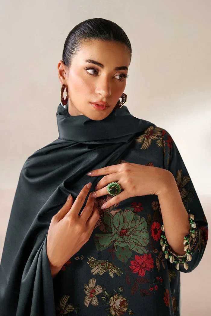 Baroque Luxury Pret 25 Midnight Green Organza – view 3 – Poshaq