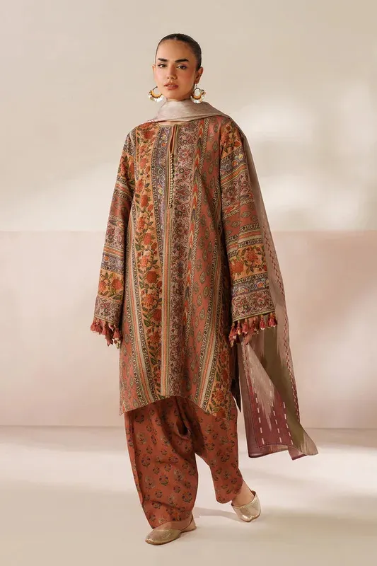 Baroque Luxury Pret 25 Orange Viscose – view 1 – Poshaq