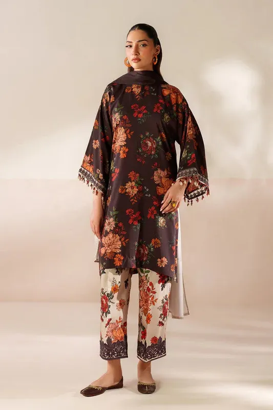 Baroque Luxury Pret 25 Deep Chocolate Organza – view 1 – Poshaq