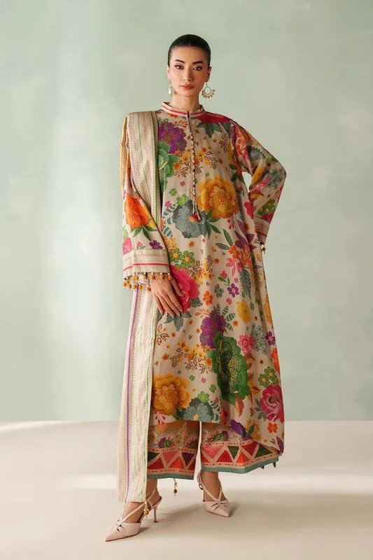 Baroque Luxury Pret 25 Ivory Viscose – view 1 – Poshaq