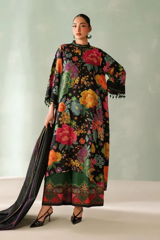 Baroque Luxury Pret 25 Black Viscose – view 1 – Poshaq