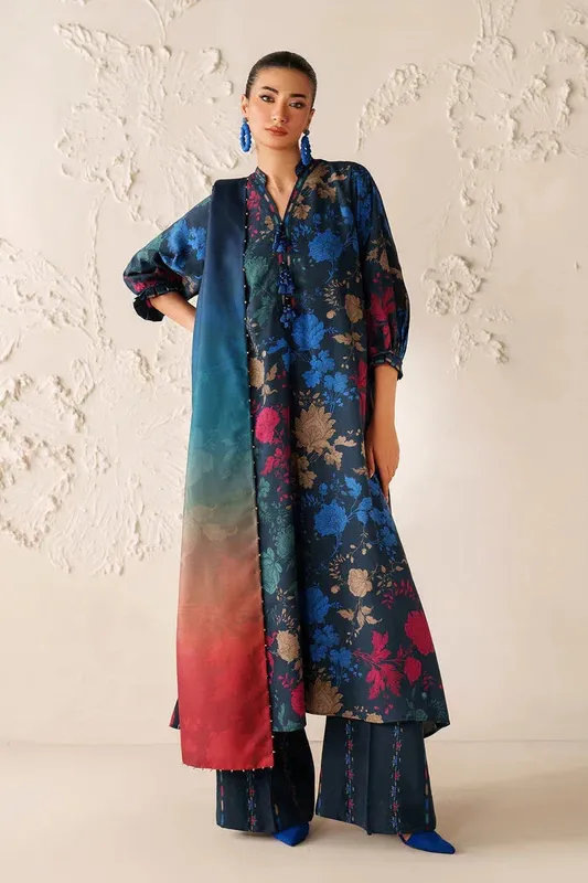 Baroque Luxury Pret 25 Midnight Blue Viscose – view 1 – Poshaq
