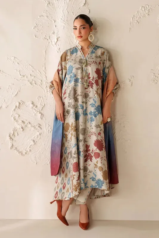 Baroque Luxury Pret 25 Off White Viscose – view 1 – Poshaq