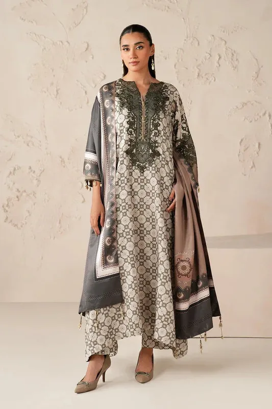 Baroque Luxury Pret 25 Off White Organza – view 1 – Poshaq