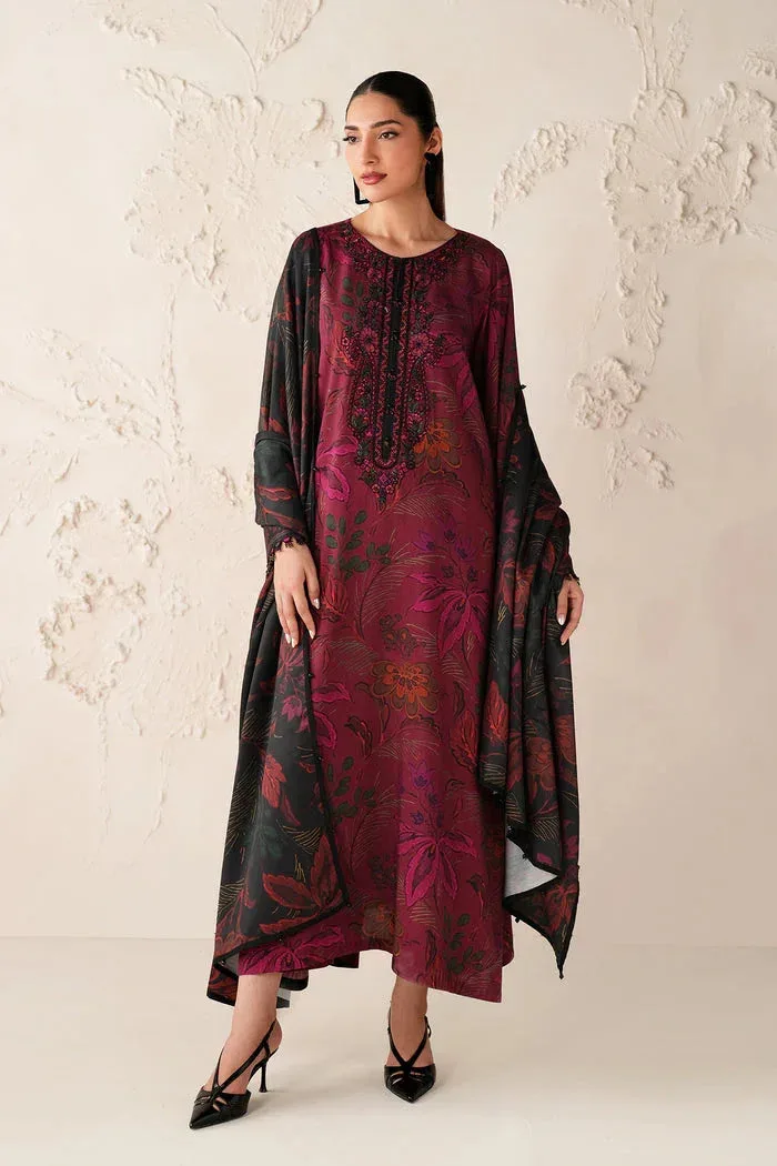 Baroque Luxury Pret 25 Maroon Organza – view 1 – Poshaq