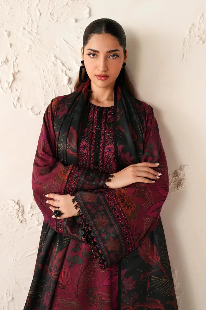 Baroque Luxury Pret 25 Maroon Organza – view 4 – Poshaq