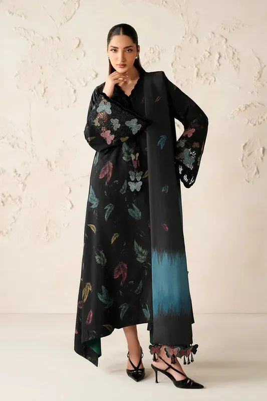 Baroque Luxury Pret 25 Black Organza – view 1 – Poshaq