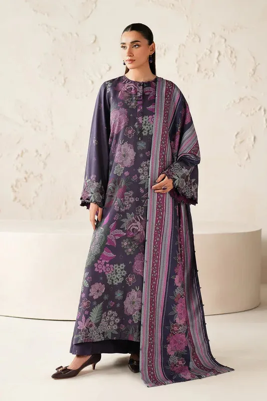 Baroque Luxury Pret 25 Dark Purple Organza – view 1 – Poshaq