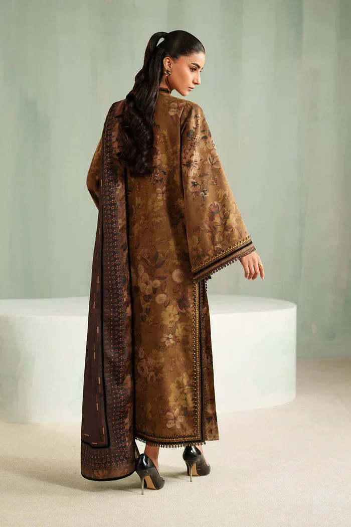 Baroque Luxury Pret 25 Brown Organza – view 2 – Poshaq