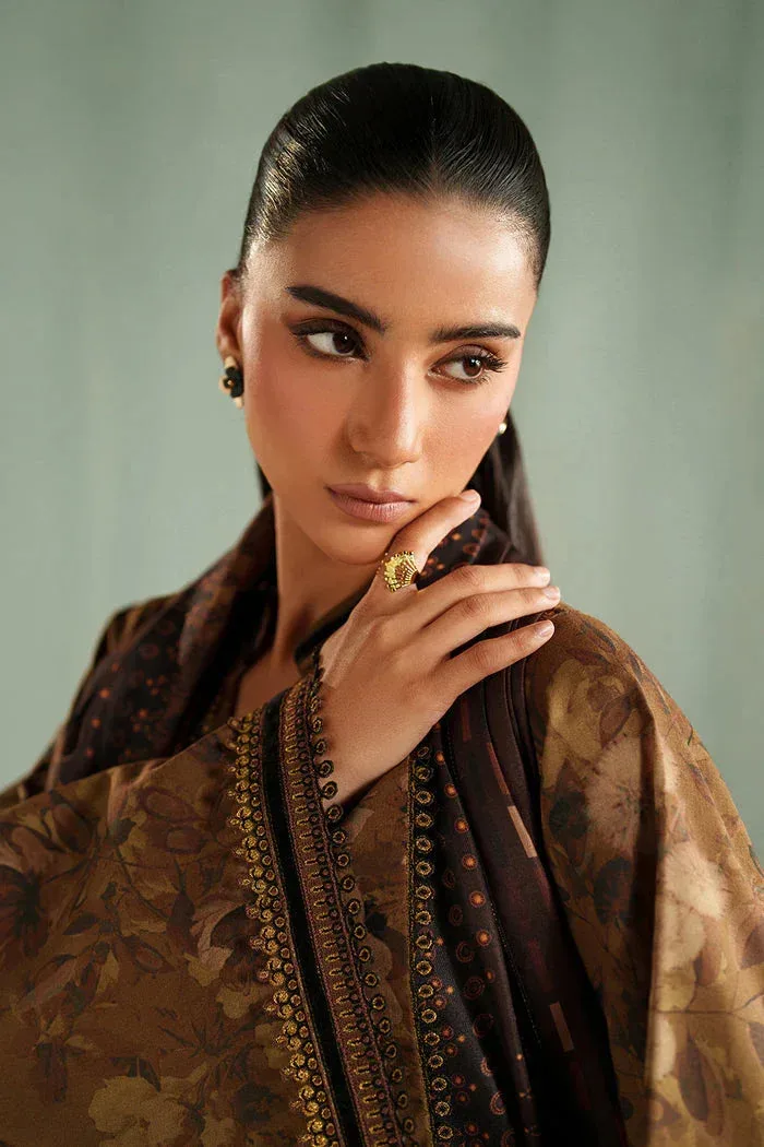 Baroque Luxury Pret 25 Brown Organza – view 3 – Poshaq