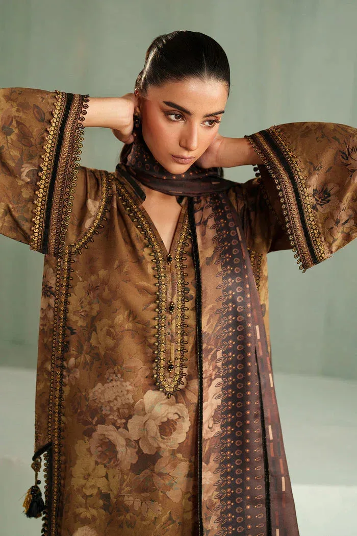 Baroque Luxury Pret 25 Brown Organza – view 4 – Poshaq