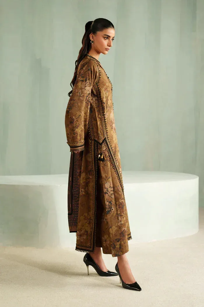 Baroque Luxury Pret 25 Brown Organza – view 5 – Poshaq