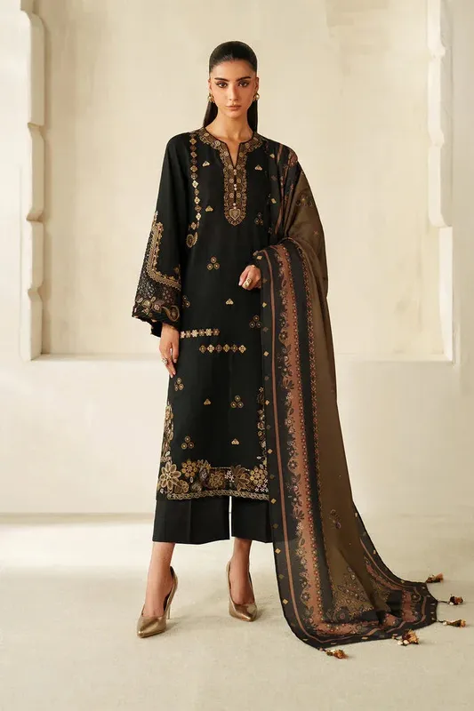 Baroque Luxury Pret 25 Black Pashmina – view 1 – Poshaq