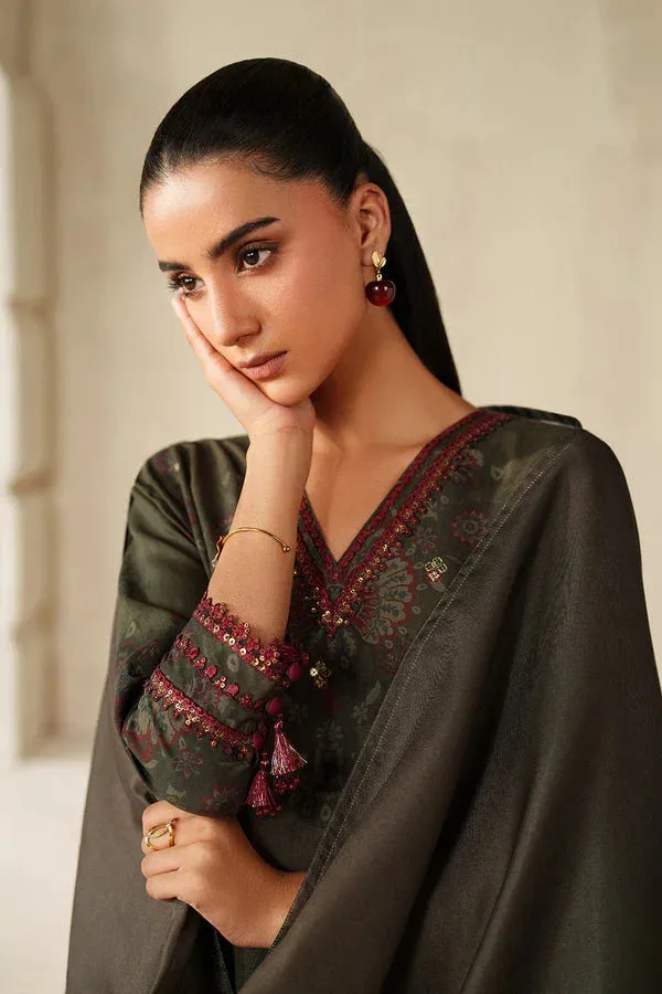 Baroque Luxury Pret 25 Olive Branch Pashmina – view 4 – Poshaq