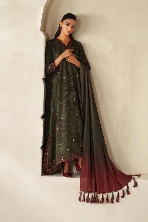 Baroque Luxury Pret 25 Olive Branch Pashmina – view 5 – Poshaq