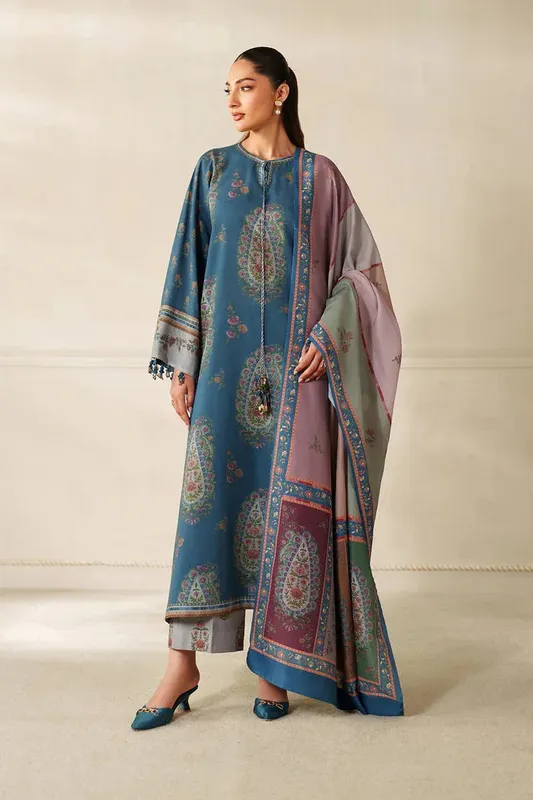 Baroque Luxury Pret 25 Zinc Pashmina – view 1 – Poshaq