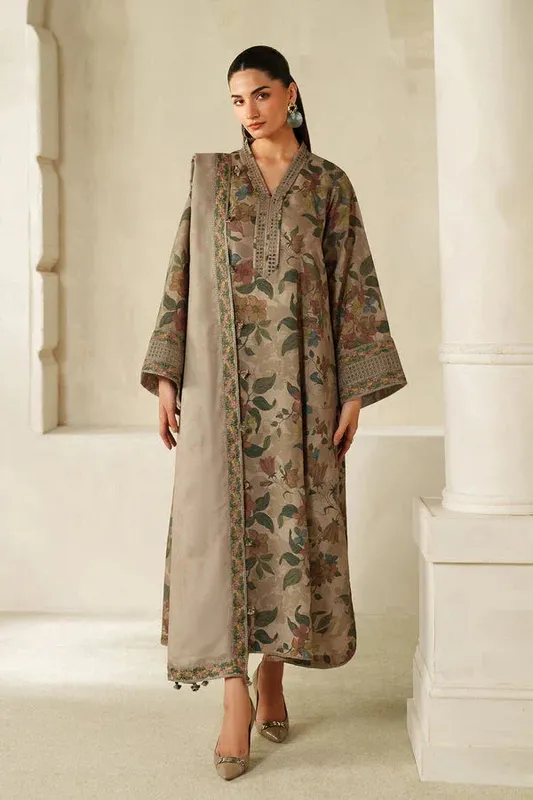 Baroque Luxury Pret 25 Coffee Organza – view 1 – Poshaq