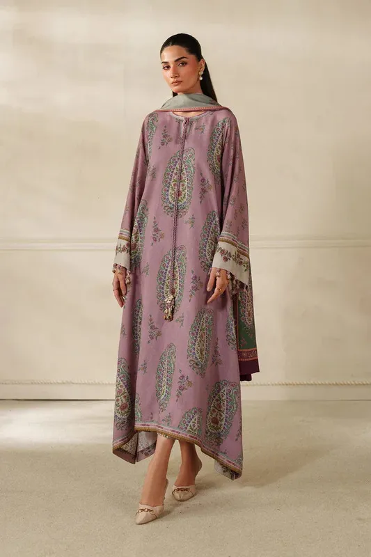 Baroque Luxury Pret 25 Dusty Pink Pashmina – view 1 – Poshaq