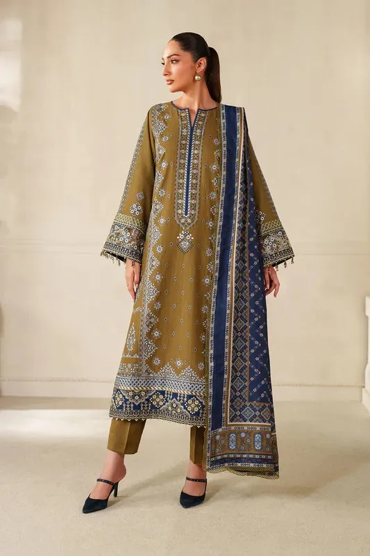 Baroque Luxury Pret 25 Brown Organza – view 1 – Poshaq
