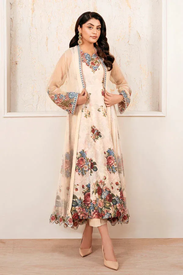 Baroque Luxury Pret 25 Pale Peach Chiffon – view 3 – Poshaq