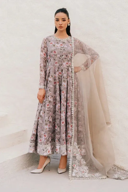 Baroque Luxury Pret 25 Cloud Gray Chiffon – view 1 – Poshaq