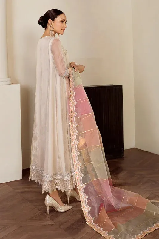 Baroque Luxury Pret 25 Off White Masoori – view 1 – Poshaq