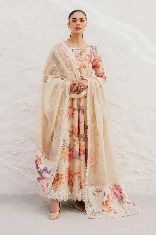Baroque Luxury Pret 25 Powder Peach Cotton – view 1 – Poshaq
